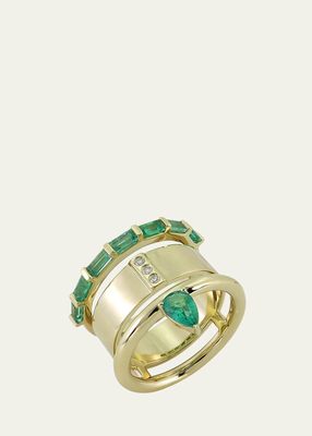 The Type Mini Emerald Stacked Ring with Diamonds