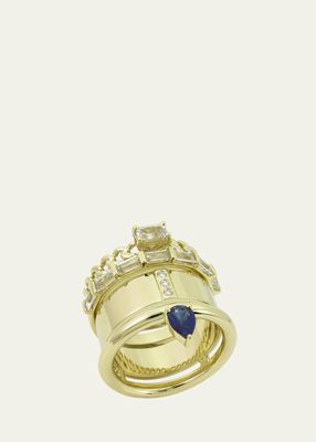 The Type Stacked Ring with Sapphires and Diamonds