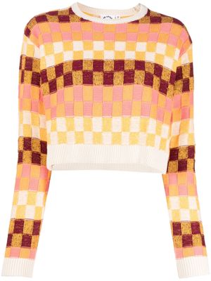 The Upside checkerboard-knit cropped top - Orange