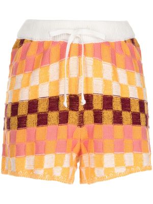 The Upside checkerboard-knit mini shorts - Yellow