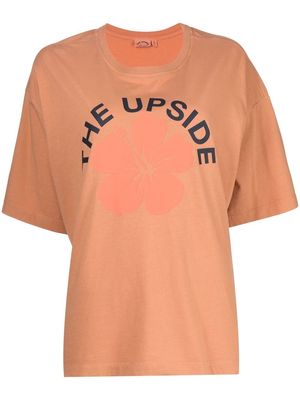 The Upside Laura flower logo print cotton T-shirt - Brown
