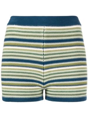 The Upside logo-embroidered stripped shorts - Blue