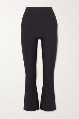 The Upside - Thia Cropped Stretch Recycled Flared Leggings - Black