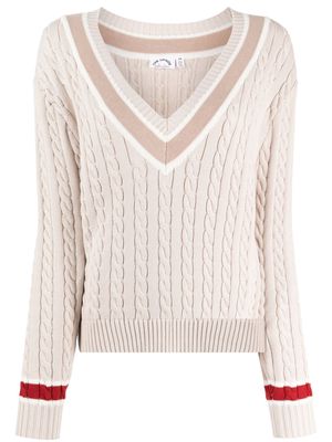 The Upside V-neck cable-knit jumper - Brown