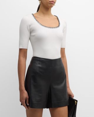 The Valo Ribbed Whipstitch Scoop-Neck Sweater