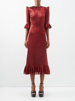 The Vampire's Wife - Falconetti Ruffled Silk-blend Lamé Dress - Womens - Red