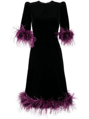 The Vampire's Wife Feather Falconetti velvet midi dress - Black