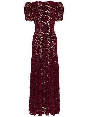 The Vampire's Wife flocked lace maxi gown - Purple