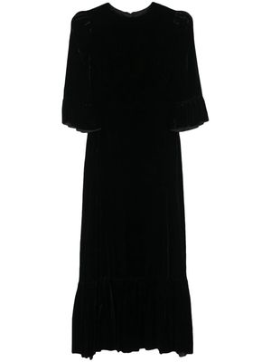 The Vampire's Wife ruffled velvet midi dress - Black
