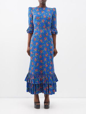 The Vampire's Wife - The Cinderella Floral-print Cotton Maxi Dress - Womens - Blue Multi