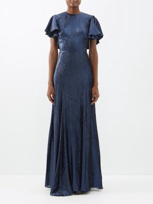 The Vampire's Wife - The Light Sleeper Wool-blend Lamé Gown - Womens - Navy
