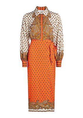 The Vero Silk Printed Wrap Midi-Shirtdress