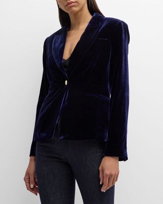 The Veronica Single-Button Velvet Suit Jacket