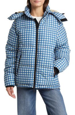 The Very Warm Hooded Puffer Coat in Blue Check