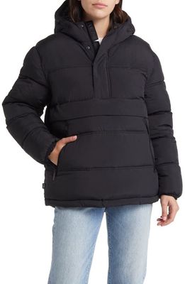 The Very Warm Water Resistant 550 Fill Power Recycled Polyester Fill Recycled Nylon Pullover Puffer Jacket in Black
