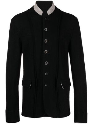 The Viridi-Anne Fullling contrasting-collar felted blazer - Black