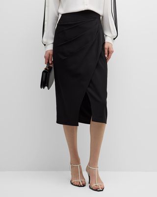 The Vivienne Pleated Faux-Wrap Midi Skirt
