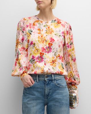 The Wendy Floral-Print Embroidered Blouse
