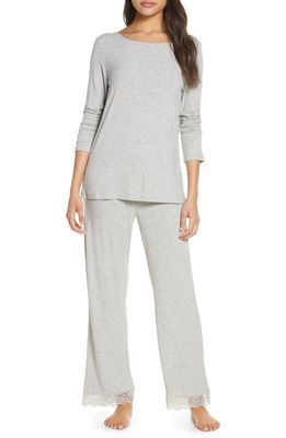The White Company Lace Trim Ribbed Pajamas in Pgm
