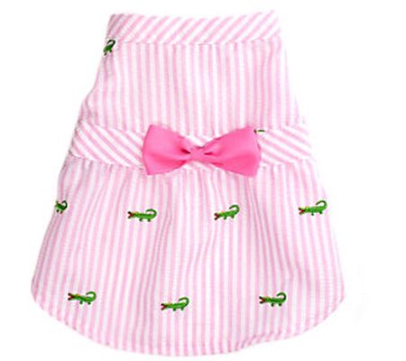 The Worthy Dog Pink Stripe Alligator Dress