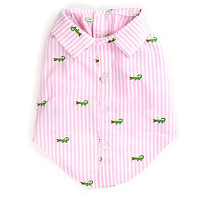 The Worthy Dog Pink Stripe Alligator Shirt