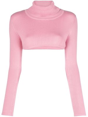 Thebe Magugu roll-neck cotton crop top - Pink