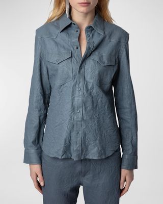 Thelma Crinkled Leather Shirt