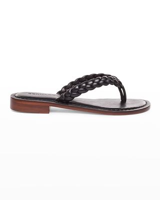 Theo Braided Leather Thong Sandals