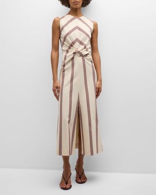 Theo Sleeveless Striped Crossover Midi Dress