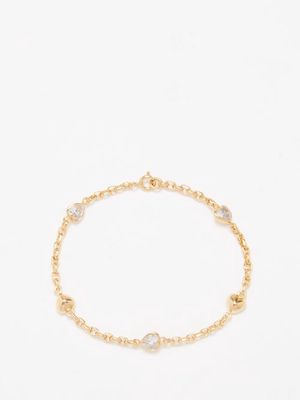 Theodora Warre - Crystal & Gold-plated Heart Chain Bracelet - Womens - Gold Multi