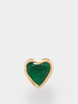 Theodora Warre - Emerald Heart & 14kt Gold-plated Single Earring - Womens - Green Multi