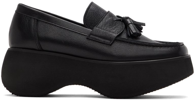 TheOpen Product Black Leather Tassel Platform Loafers