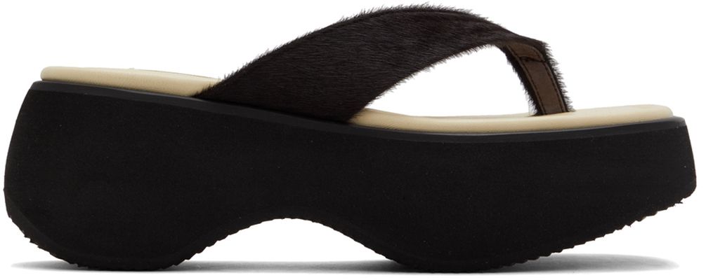 TheOpen Product Brown & Beige Calf Hair Platform Sandals
