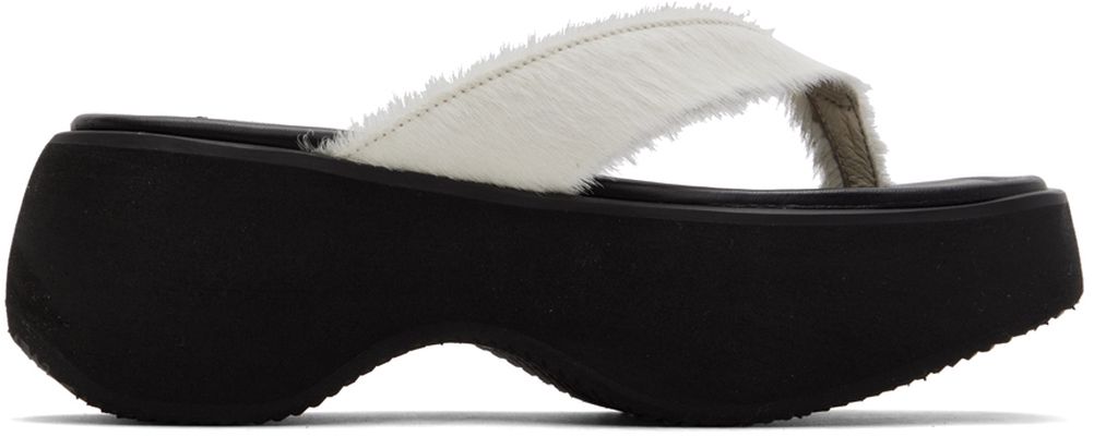 TheOpen Product White & Black Calf Hair Platform Sandals