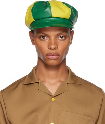 Theophilio SSENSE Exclusive Green & Yellow Leather Cap