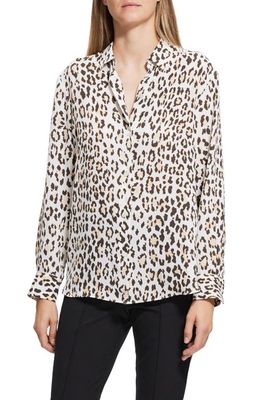 Theory Animal Print Blouse in Natural - Qe1