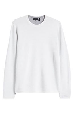 Theory Arnaud Merino Wool Blend Sweater in White/Cool Heather Grey