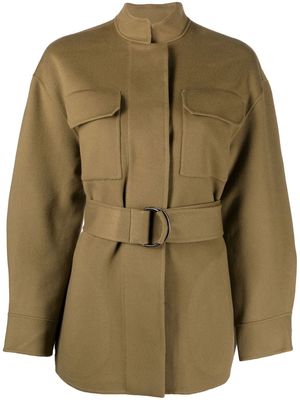 Theory belted wool-blend coat - Green