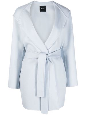 THEORY belted wool-cashmere blend coat - Blue