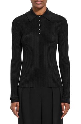 Theory Bering Slim Rib Wool Blend Sweater in Black