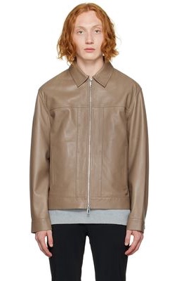 Theory Brown Rhett Leather Jacket
