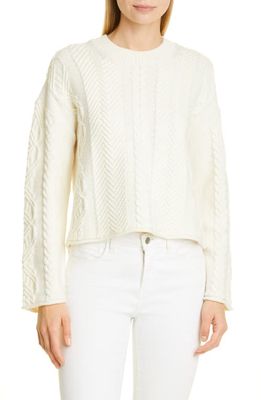 Theory Cable Knit Wool & Cashmere Sweater in Ivory