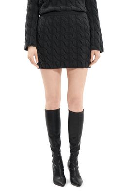 Theory Cable Stitch Wool & Cashmere Miniskirt in Charcoal