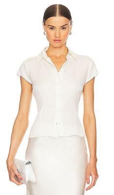 Theory Cap Sleeve Blouse in Ivory
