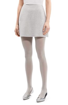 Theory Check Wool Miniskirt in Ivory Multi