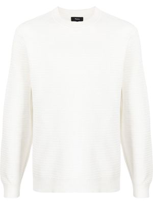 Theory chevron-knit cotton-blend jumper - White