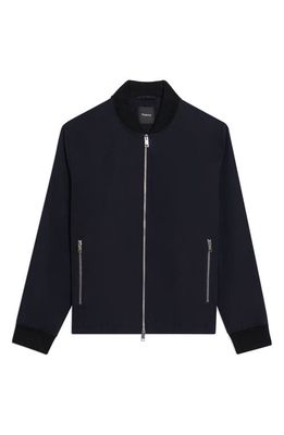 Theory City Foundation Tech Water Resistant Twill Bomber Jacket in Baltic - Xhx