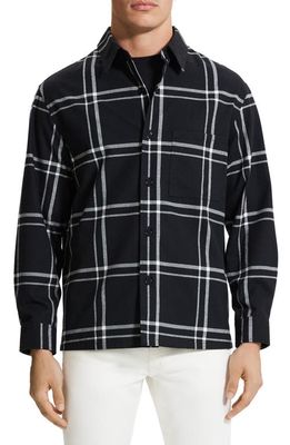 Theory Clyfford Warren Windowpane Shirt Jacket in Black Multi