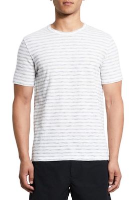 Theory Cosmo Pinstripe Essential T-Shirt in White/Baltic