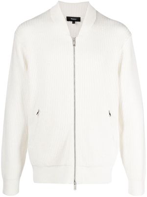 Theory cotton-cashmere zip-up cardigan - White